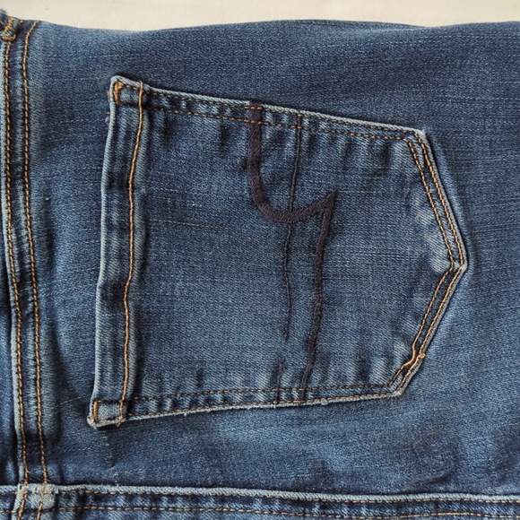 AEO Next Level Stretch Super Hi-Rise Jegging Mom Jeans 4 X-Long Blue Pockets - Picture 10 of 16